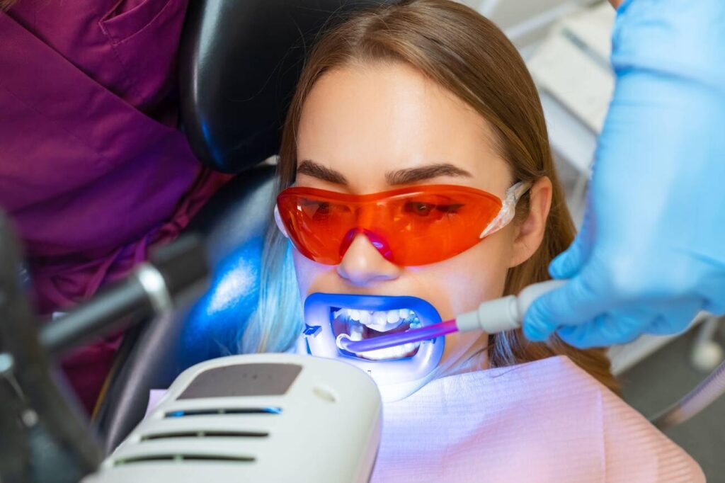 What is the blue light used in dental bonding